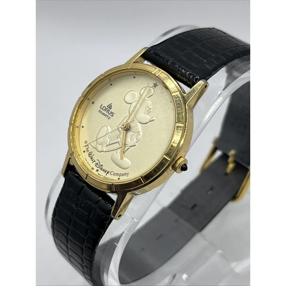 Lorus Disney Watch Women Y481-1720 Mickey Mouse 30mm Gold‎ Tone- New Battery